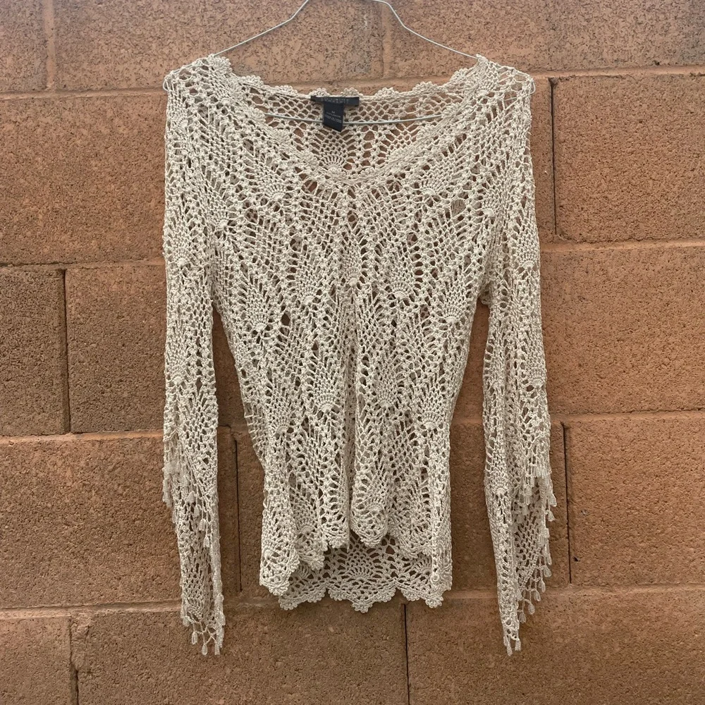 Cottagecore Crochet Beaded Top, size Medium, great condition - Picture 3 of 5